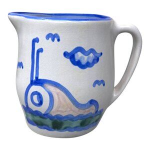 M.A. Mary Hadley Pottery Whale HandPainted Nautical Blue Creamer Milk Pitcher